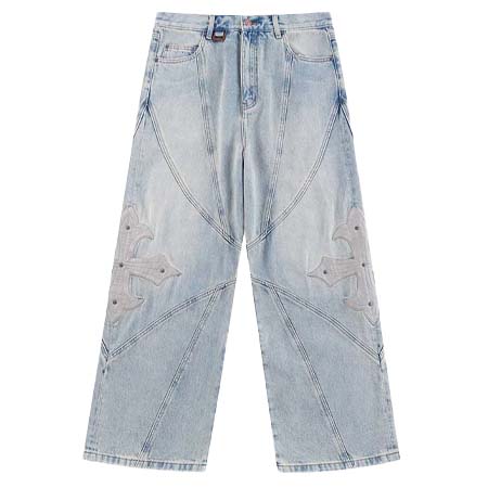 SUPPLIER(サプライヤー) Cross Leather Patch Baggy Denim Pants