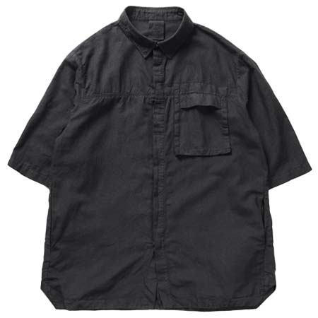 thom/krom(トムクロム) HALF SLEEVE SHIRT / WASHED LINEN-COTTON (BLACK)
