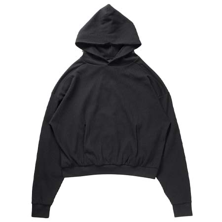 thom/krom(トムクロム) OVERSIZED CROPPED HOODIE / STRUCTED SOFT JERSEY (BLACK)