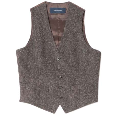 TRANS CONTINENTS(トランスコンチネンツ) シルク混ホームスパン　セットアップベスト　グレー