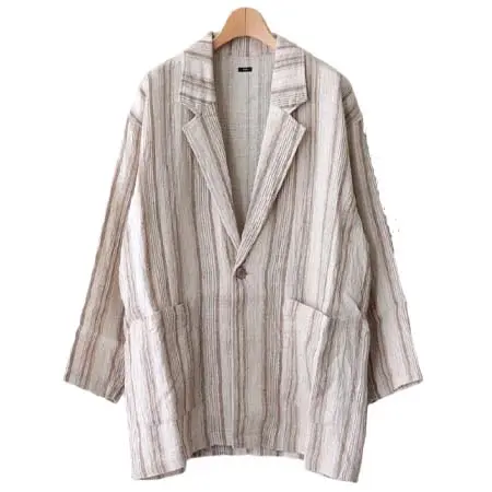 UNIVERSAL TISSU(ユニバーサルティシュ) シルクネップリネンストライプ　テーラードJK #109 ベージュストライプ