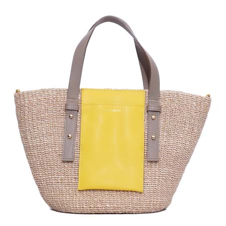 VIOLAd’ORO(ヴィオラドーロ) MIRO/ V-8722 アバカ製　2WAYレザーポケットトートMサイズ