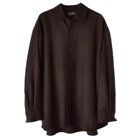 WIRROW(ウィロウ) Botany wool regular collar shirt dark brown