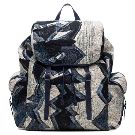 wooyoungmi(ウーヨンミ) Blue Zigzag Cotton Backpack