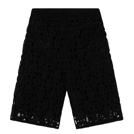 wooyoungmi(ウーヨンミ) Black Lace Knitted Shorts