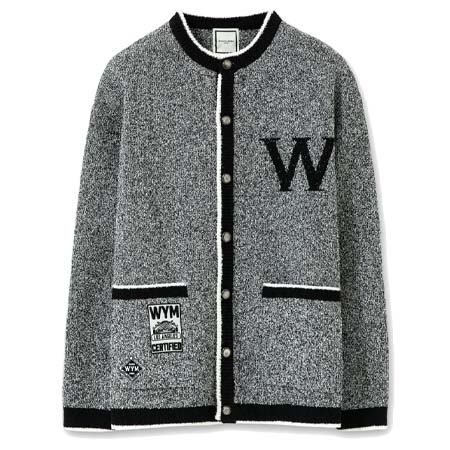 wooyoungmi(ウーヨンミ) Black Round Neck Embroidered Cardigan