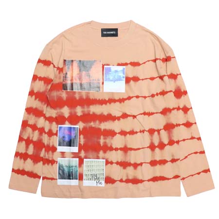 YUKI HASHIMOTO(ユウキハシモト) BREACHED LONG SLEEVE T SHIRTS WITH POLAROID(ORANGE)