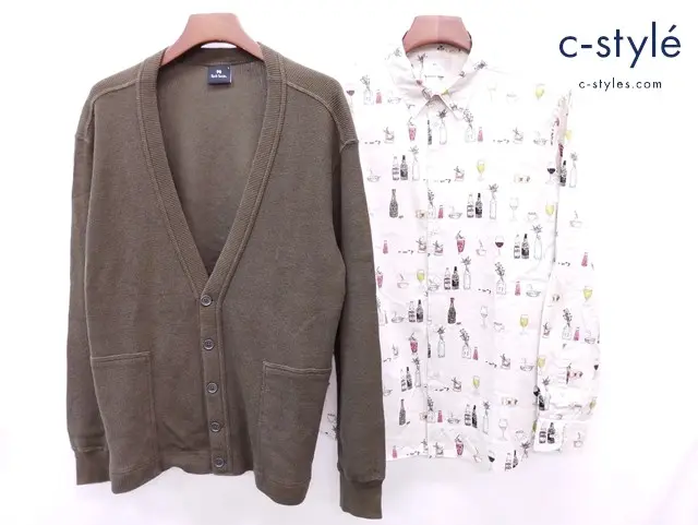 PS Paul Smith ピーエスポールスミス ビッグシルエットカーディガン 長袖シャツ L オリーブ マルチカラー
