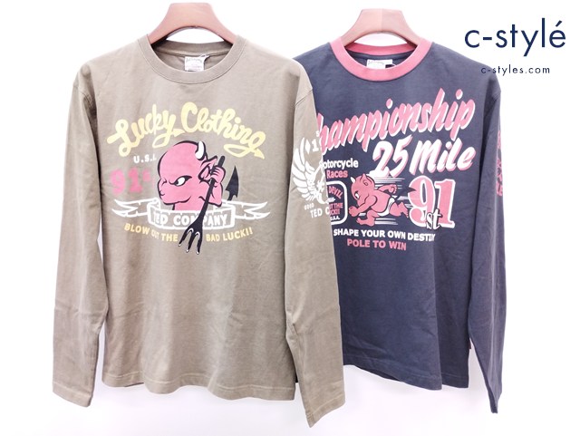 TEDMAN テッドマン 長袖Tシャツ 42 カーキ ブラック Ted Company 綿100％