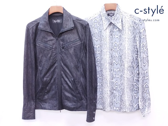 TORNADO MART トルネードマート 長袖シャツ ジャケット M ライトグレー系 ブラック 蛇柄