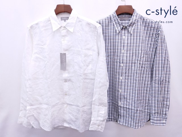 MARGARET HOWELL マーガレットハウエル シャツ M ホワイト マルチカラー チェック柄