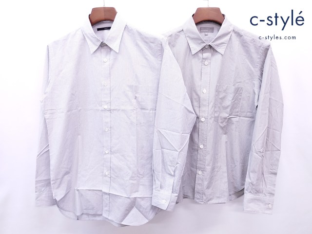 MARGARET HOWELL マーガレットハウエル シャツ M ホワイト×ブラック ホワイト×ベージュ 綿100％