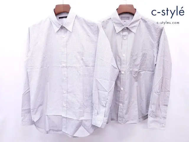 MARGARET HOWELL マーガレットハウエル シャツ M ホワイト×ブラック ホワイト×ベージュ 綿100％