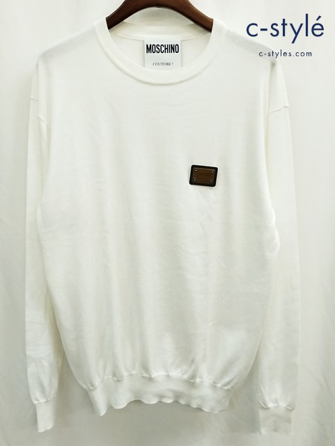 MOSCHINO モスキーノ クルーネックニット 44 ホワイト 201ZPA09012002