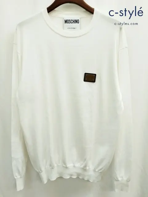 MOSCHINO モスキーノ クルーネックニット 44 ホワイト 201ZPA09012002