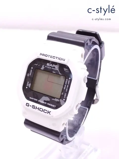 G-SHOCK×A BATHING APE Gショック エイプコラボモデル BAPE 腕時計 ホワイト×ブラック DW5600VT