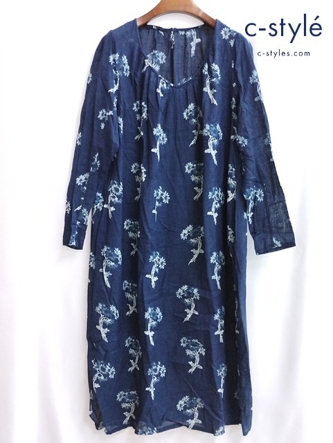 45R フォーティファイブアール ワンピース 0 ネイビー 7035038 長袖 綿100 日本製