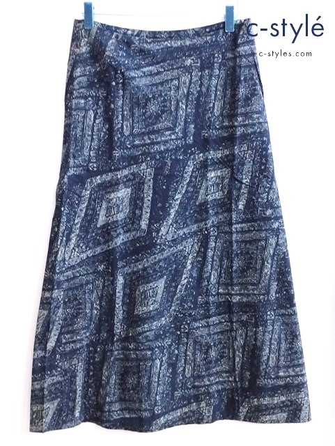45R フォーティファイブアール スカート 1 インディゴ 藍染 総柄 綿100 日本製