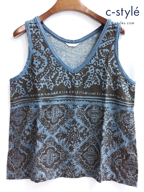 45R タンクトップ 2 インディゴ×ブラック 藍染 総柄 綿100 日本製