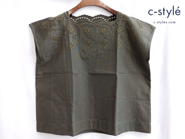 45R フォーティーファイブアール ノースリーブ カットワーク 0 カーキ チュニック レディース