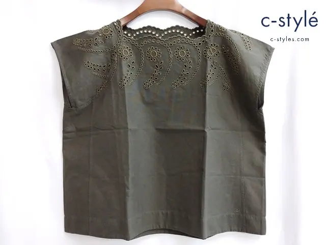 45R フォーティーファイブアール ノースリーブ カットワーク 0 カーキ チュニック レディース