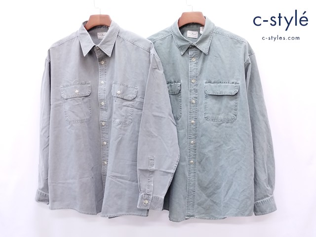 L.L.Bean エルエルビーン シャツ L REG グリーン系 グレー系 綿100％ 計2点