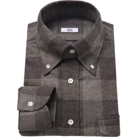 100HANDS(ハンドレッドハンズ) Yak Wool Winter Shirt in Chessmate Grey Check
