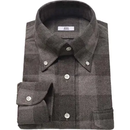 100HANDS(ハンドレッドハンズ) Yak Wool Winter Shirt in Chessmate Grey Check