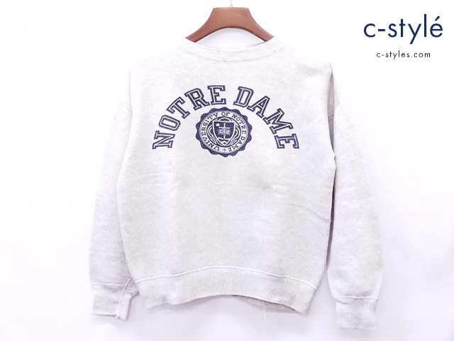 Champion チャンピオン 2段プリントスウェット M アイボリー系 NOTRE DAME