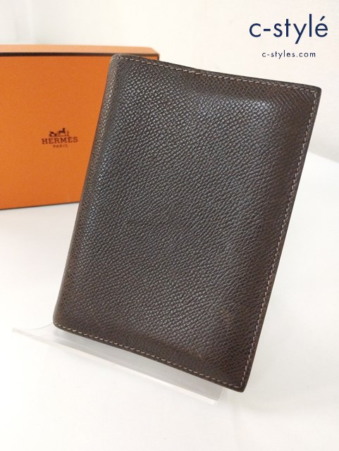 HERMES エルメス 手帳カバー ブラウン フランス製 レザー 文房具