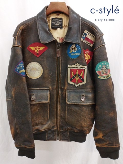 AVIREX アヴィレックス レザーフライトジャケット L ブラウン G-1 TOP GUN