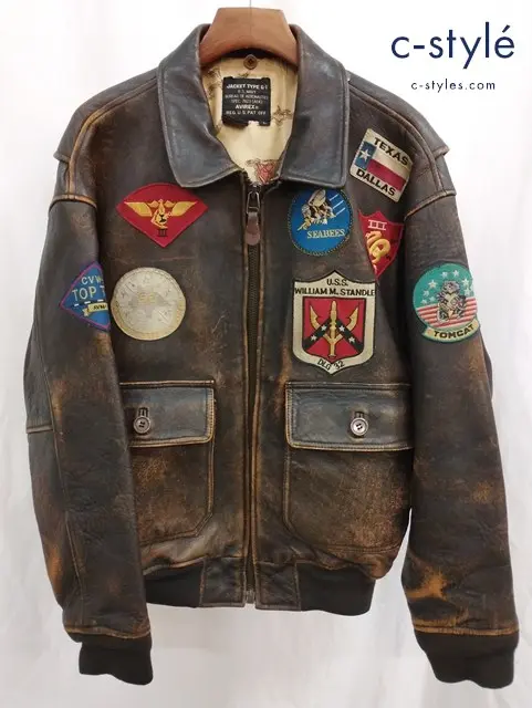 AVIREX アヴィレックス レザーフライトジャケット L ブラウン G-1 TOP GUN