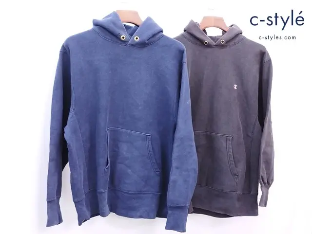 Champion チャンピオン プルオーバーパーカー L ブラック系 ネイビー リバースウィーブ 計2点