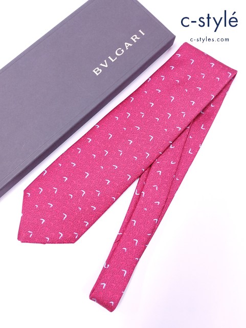 BVLGARI ブルガリ ネクタイ レッド系 シルク100％