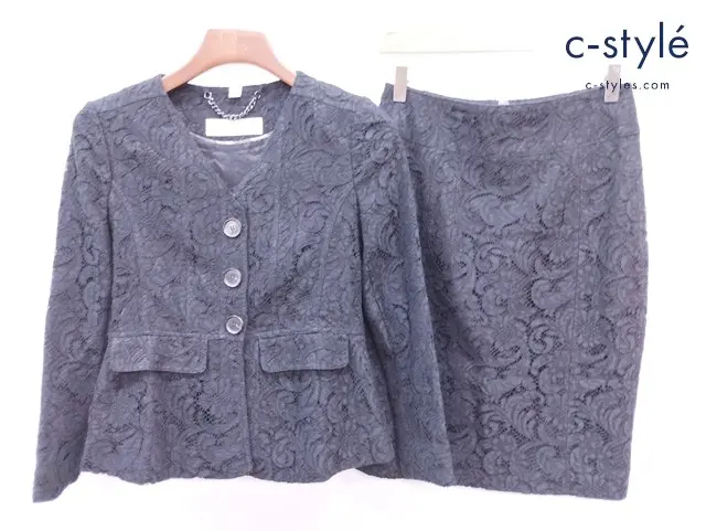 BURBERRY LONDON バーバリーロンドン ジャケット スカート 38 ブラック レース レディース