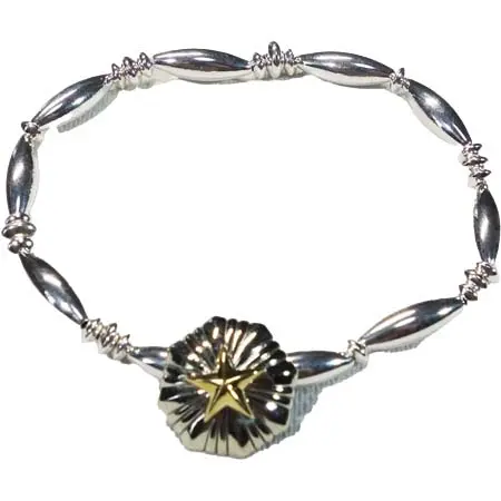 Akashic Tree(アカシックツリー) SUN BURST CONCHO PIPE BRACELET COLOR-SILVER(サンバーストコンチョ　パイプビーズ　ブレスレット)