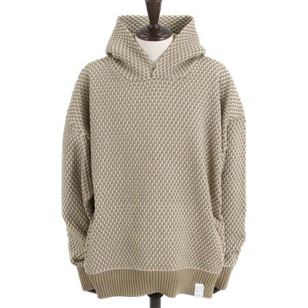 ANGENEHM(アンゲネーム) Light yarn color scheme waffle knit hoodie ニットフーディー(AG03-046ace)