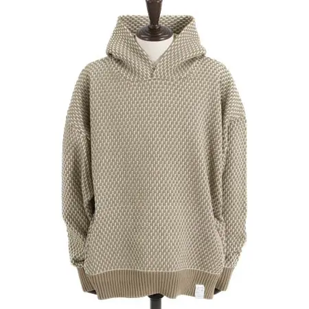 ANGENEHM(アンゲネーム) Light yarn color scheme waffle knit hoodie ニットフーディー(AG03-046ace)