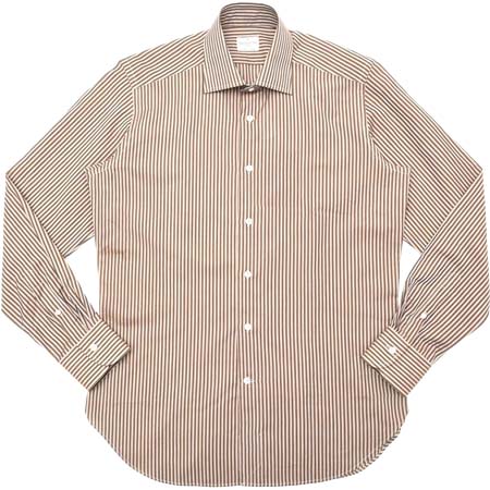 Bagutta(バグッタ) コットンリネンロンドンストライプセミワイドカラーシャツ 389GL/09072