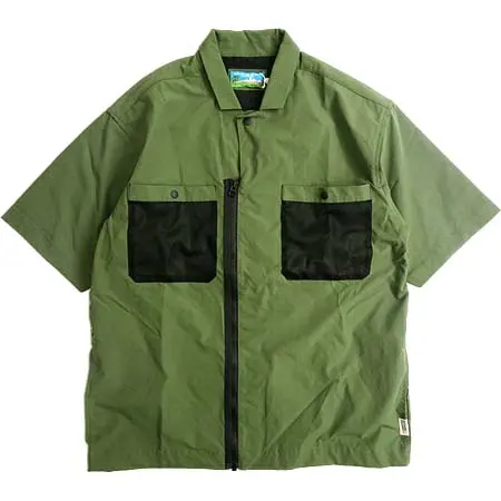 BANANA EQUIPMENT(バナナイクイップメント) 半袖 ジップアップ シャツ カーキ M