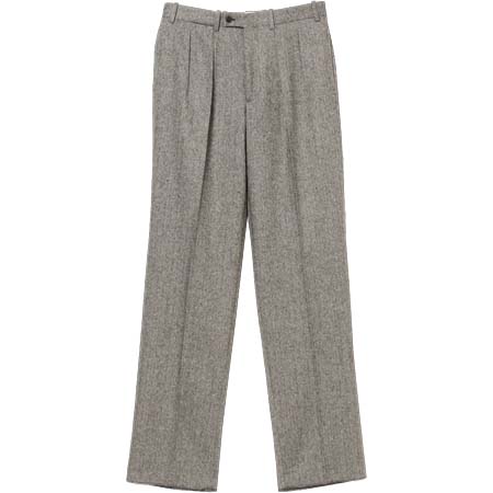 BERNARD ZINS(ベルナールザンス) BAC ヘリンボーン 2プリーツ ワイドスラックス