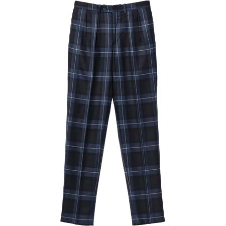 BERNARD ZINS(ベルナールザンス) タータンチェック 2プリーツ ワイドスラックス