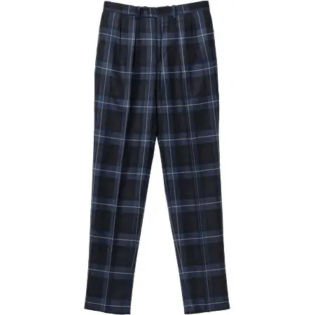 BERNARD ZINS(ベルナールザンス) タータンチェック 2プリーツ ワイドスラックス