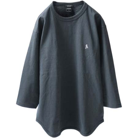 BIAS(バイアス) “BLACK COLLECTION” ダルメシアン ワッペン刺繍 7分袖 ラウンド ベースボール クルーネック Tシャツ