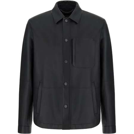 CANALI(カナーリ) Blue nappa leather overshirt