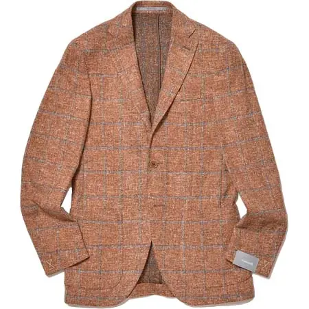 Cantarelli(カンタレリ) ウール ナイロン シルク リネン メランジ ウインドウペーン シングル3Bジャケット