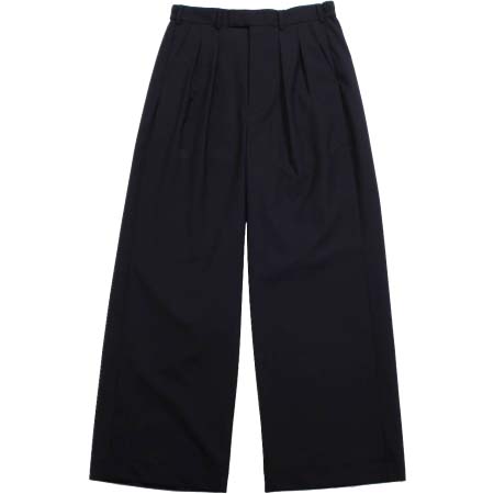 Casely Hayford(ケイスリーヘイフォード) ワイドプリーツパンツ MINTON 2インプリーツ トロピカル バックシャーリング ネイビー