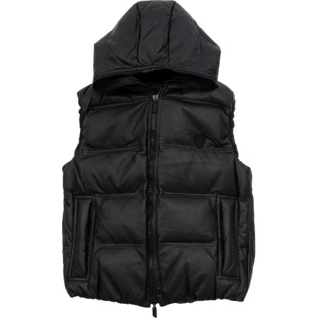 Dartin Bonaparto(ダルタンボナパルト) レザーダウンベスト（ブラック）_ブラックジップ