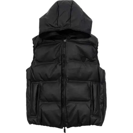 Dartin Bonaparto(ダルタンボナパルト) レザーダウンベスト（ブラック）_ブラックジップ