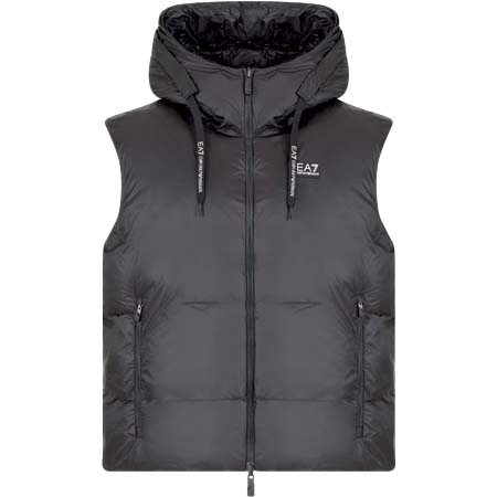 EA7 EMPORIO ARMANI(イーエーセブンエンポリオアルマーニ) リバーシブルジレ フード＆オーバーサイズロゴ